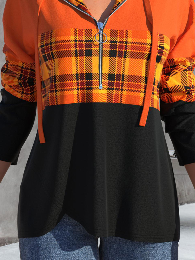 Casual Hoodie Plaid Hoodie