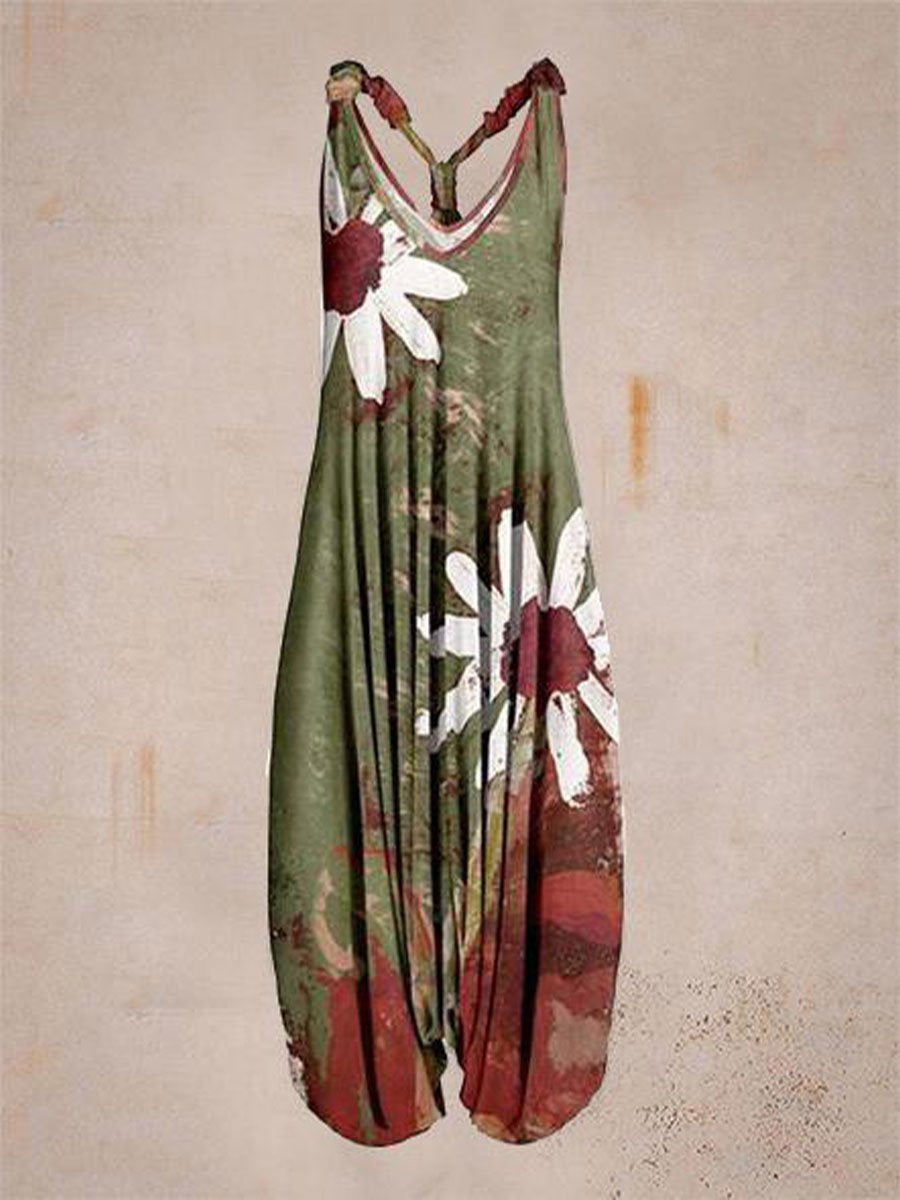 Casual Leaf Print Comfortable Jumpsuit