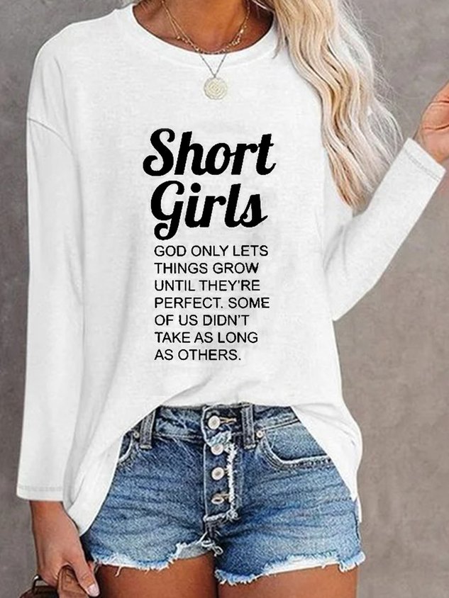Women Plain Crew Neck Casual Long Sleeve T-shirt
