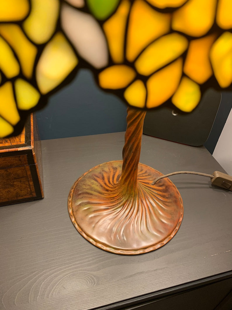 Stained Glass Table Lamp, Laburnum Stained Glass Shade, Lamp, Lampshade, Lamp Desk, Table Lamp, Bedside Lamp, Stained Glass