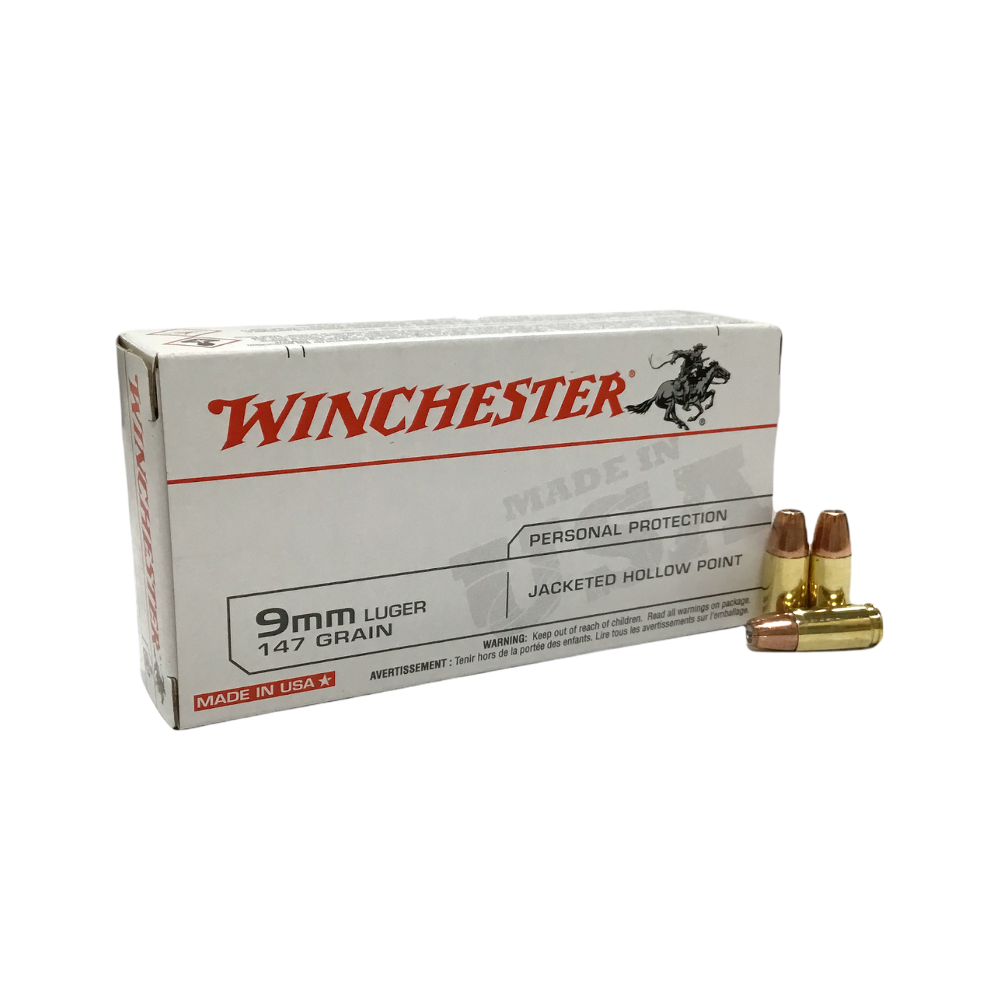 Winchester 9mm à pointe creuse chemisée