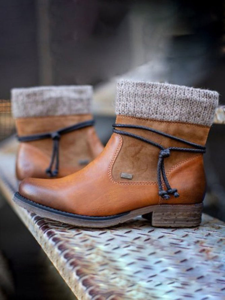 Vinatge Daily Winter Paneled Flat Heel Boots