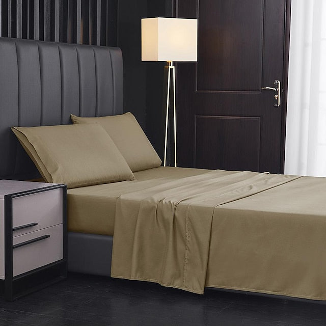 Home Textile 85g Brushed Bed Sheet Fitted Sheet Clip Four-piece Set Bed Sheet Pillowcase