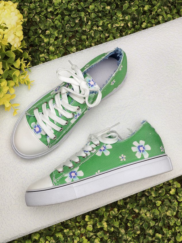 All Season Canvas Sneaker Heel Casual Flats