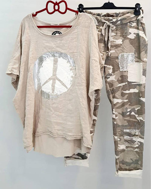 Camouflage Women's Printed Casual Two-piece Suit