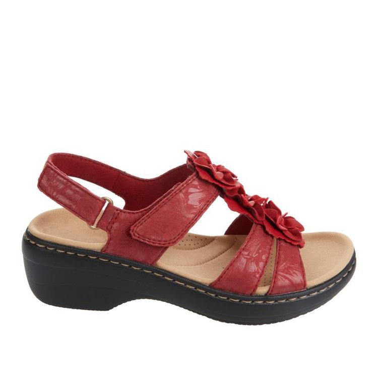 Flower Appliques Hook-and-loop Fastener Wedge Sandals