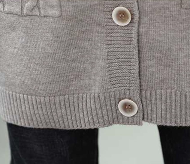 Plain Long Sleeve Casual Buckle Pockets Cardigan