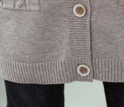 Plain Long Sleeve Casual Buckle Pockets Cardigan