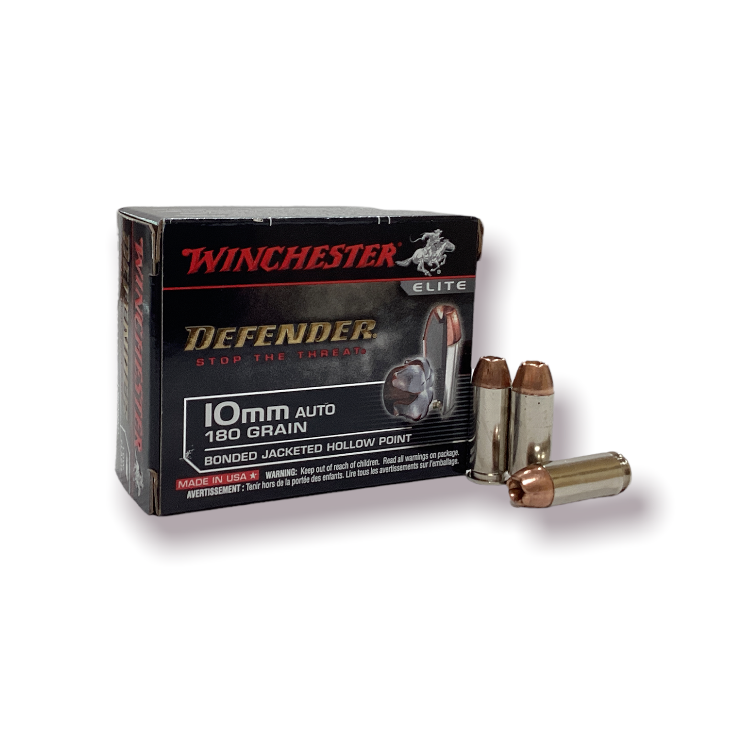 Winchester Defender 10mm 180 grains, pointe creuse