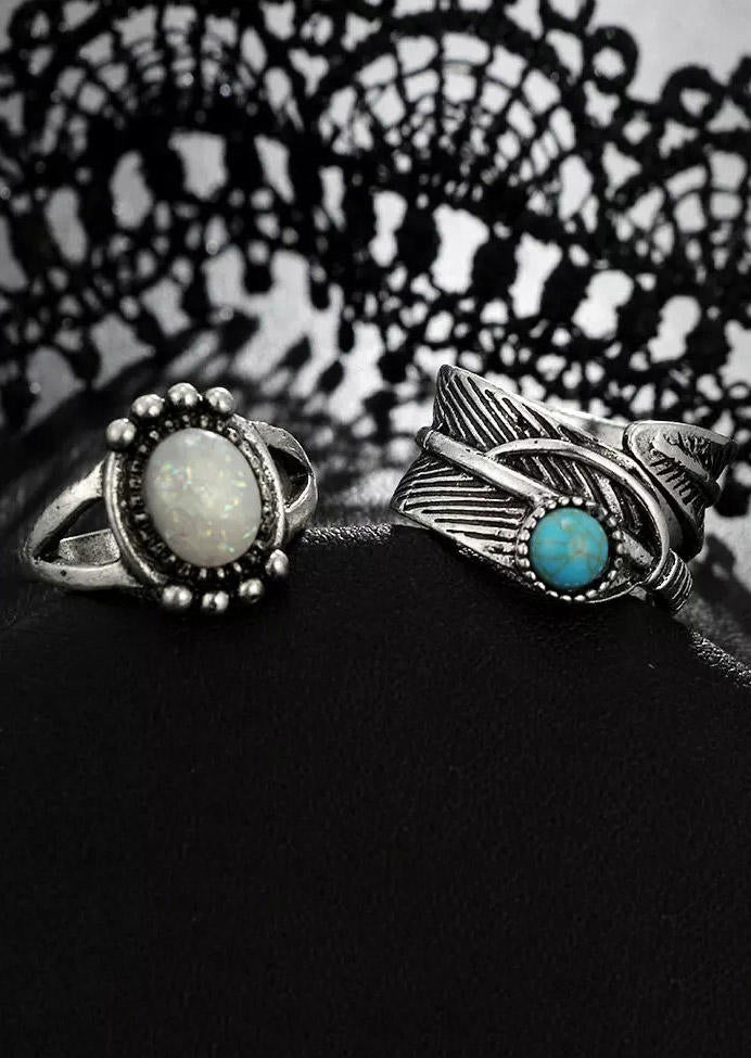 Bohemian Turquoise Bead Ring Set