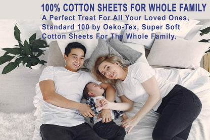 [Sweet Pea]100% Cotton Sheets - Soft & Breathable Sheet Set - 4 Pieces