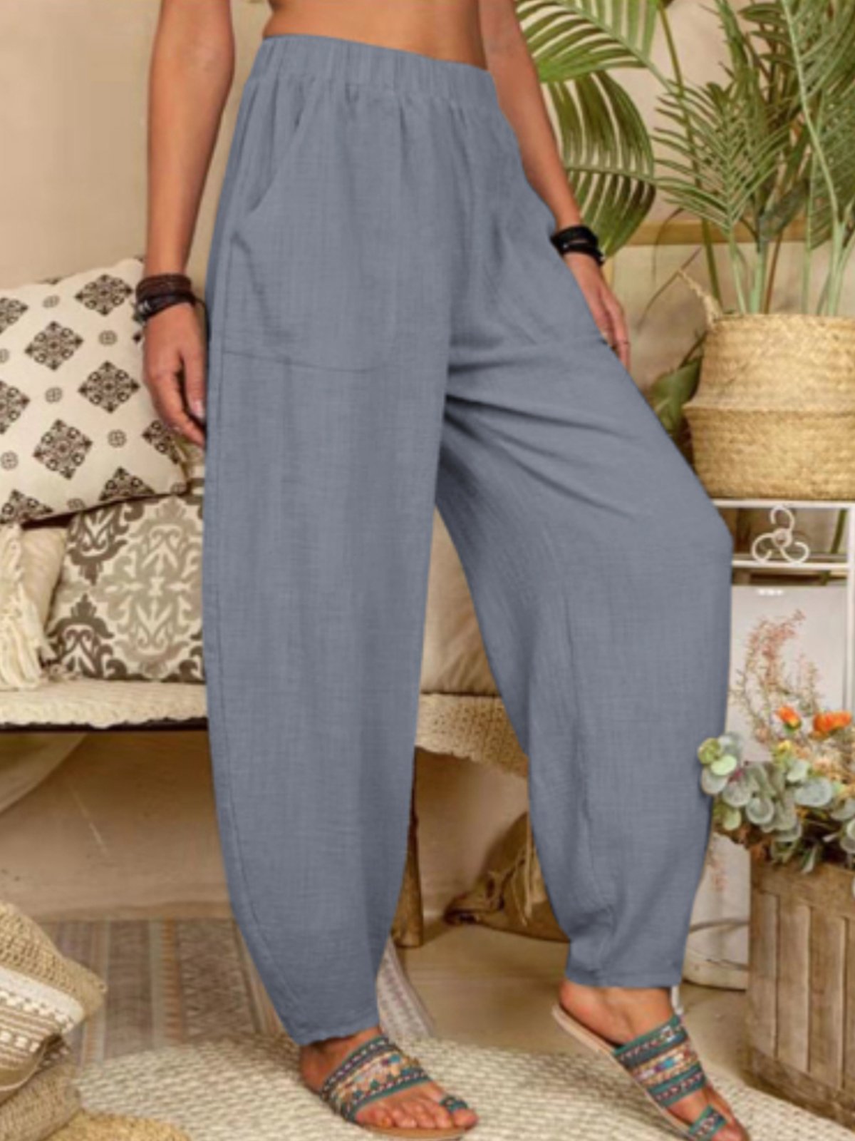Women's Pure Color Casual Cotton Pants