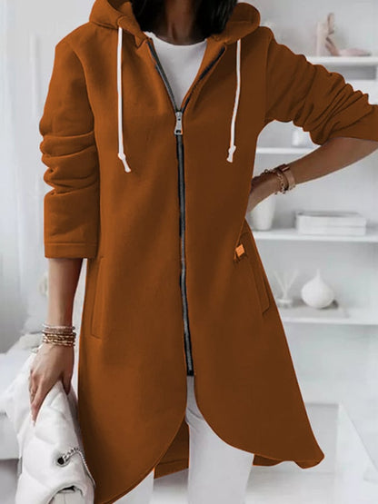 Women's Mid-Length Fleece Zip Hoodie