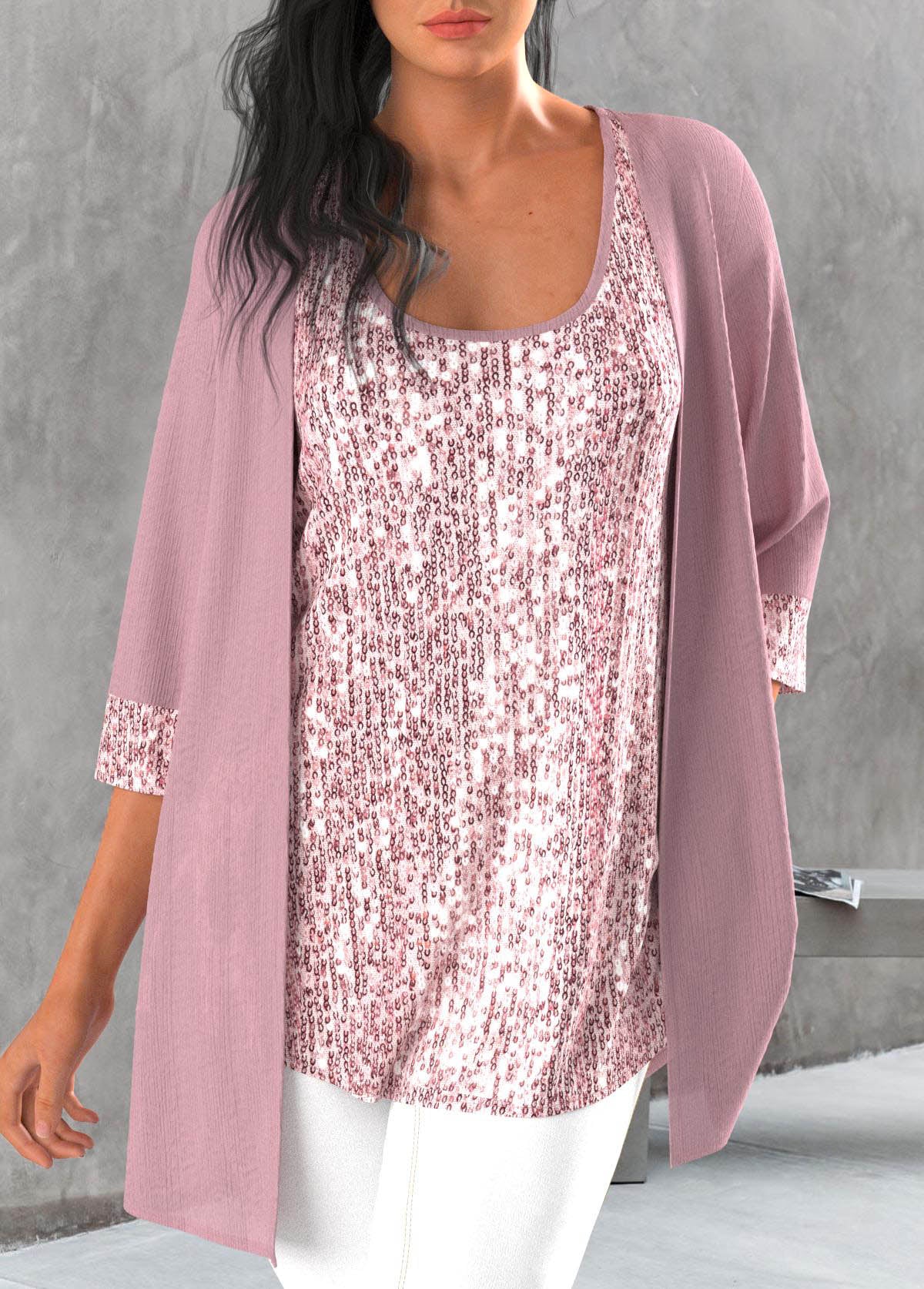 Dusty Blue Tank Top and Tie Dye Print Cardigan