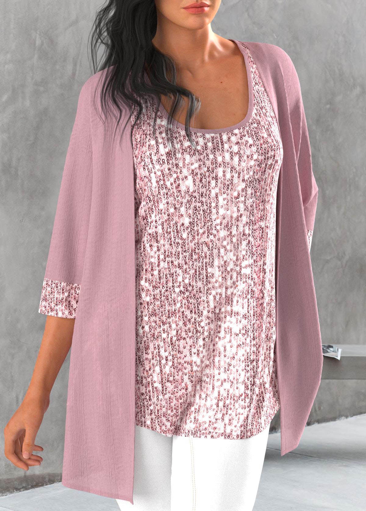 Dusty Blue Tank Top and Tie Dye Print Cardigan