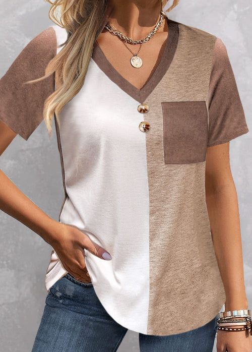 Light Camel Pocket Short Sleeve T Shirt