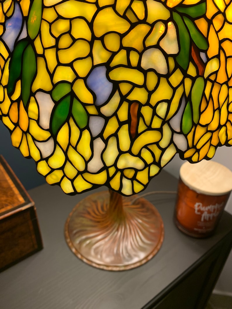 Stained Glass Table Lamp, Laburnum  Stained Glass Shade, Lamp, Lampshade, Lamp Desk, Table Lamp, Bedside Lamp, Stained Glass