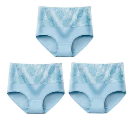 (🔥Last Day Promotion-SAVE 50% OFF) --Cotton High Waist Tummy Control Leak proof Panties Rose Jacquard Ladies Panty Multipack(3PCS/SET)-BUY 2 SETS GET 10% OFF & FREE SHIPPING