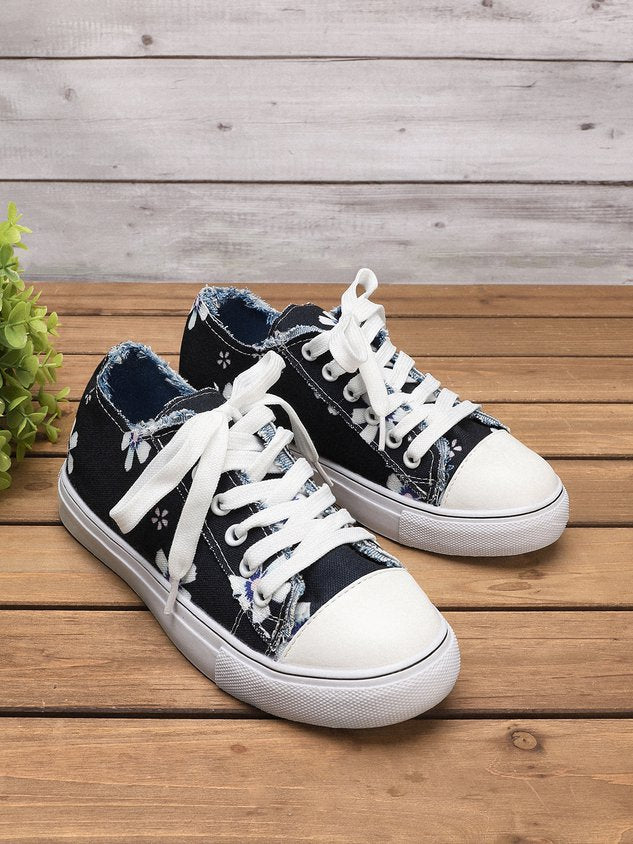 All Season Canvas Sneaker Heel Casual Flats