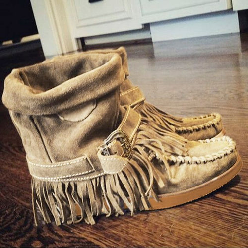 WOMEN'S FRINGED ALL SEASON CASUAL TASSELS BOOTS