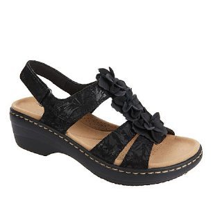 Flower Appliques Hook-and-loop Fastener Wedge Sandals