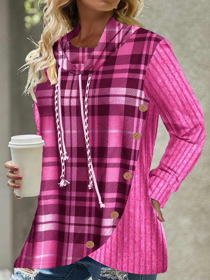 Loose Plaid Casual Sweatshirt