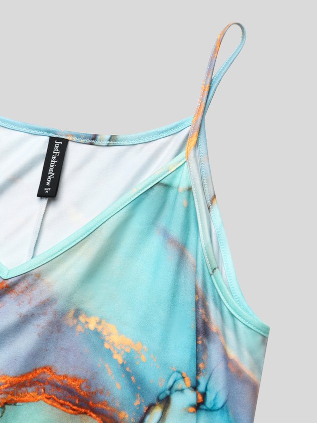Rainbow gradient marble loose resort beach Chiffon two-piece dress set long