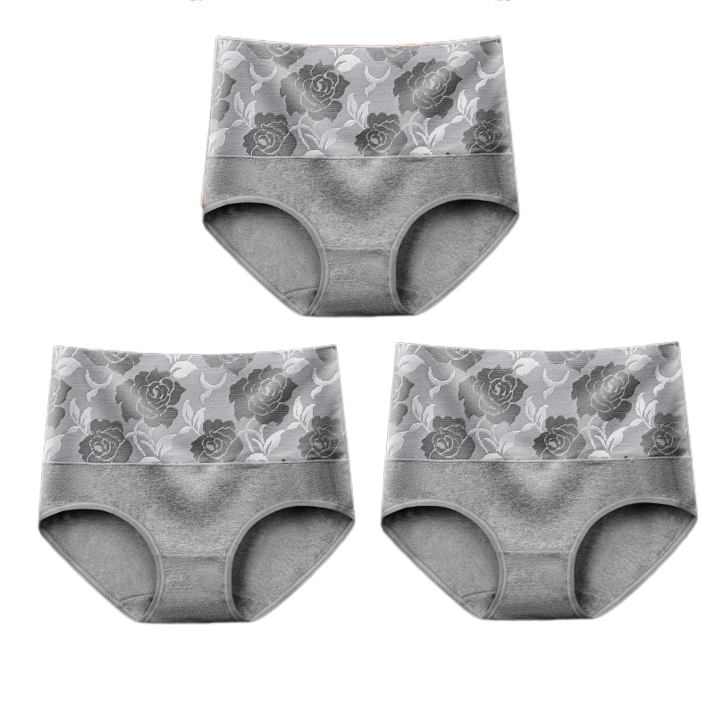 (🔥Last Day Promotion-SAVE 50% OFF) --Cotton High Waist Tummy Control Leak proof Panties Rose Jacquard Ladies Panty Multipack(3PCS/SET)-BUY 2 SETS GET 10% OFF & FREE SHIPPING