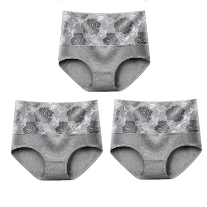 (🔥Last Day Promotion-SAVE 50% OFF) --Cotton High Waist Tummy Control Leak proof Panties Rose Jacquard Ladies Panty Multipack(3PCS/SET)-BUY 2 SETS GET 10% OFF & FREE SHIPPING