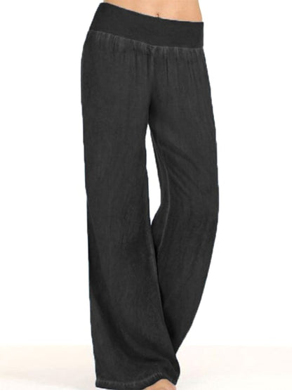 Women's Comfortable Stretch Denim Casual Wide Leg Pants