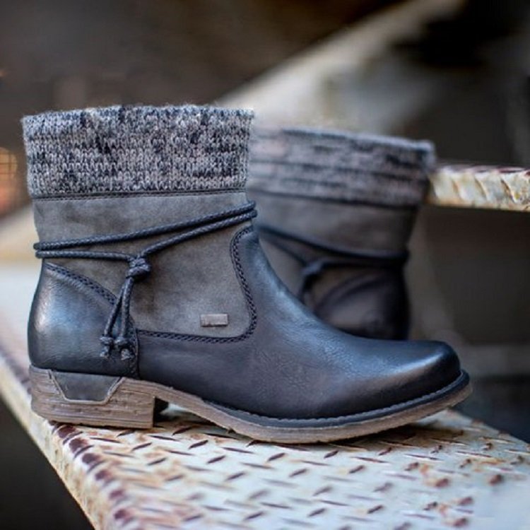 Vinatge Daily Winter Paneled Flat Heel Boots