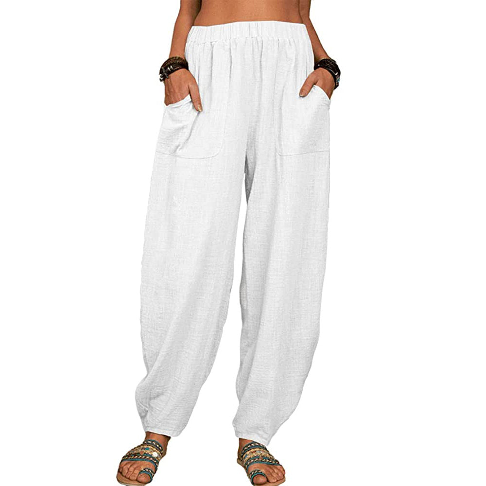 Women's Pure Color Casual Cotton Pants