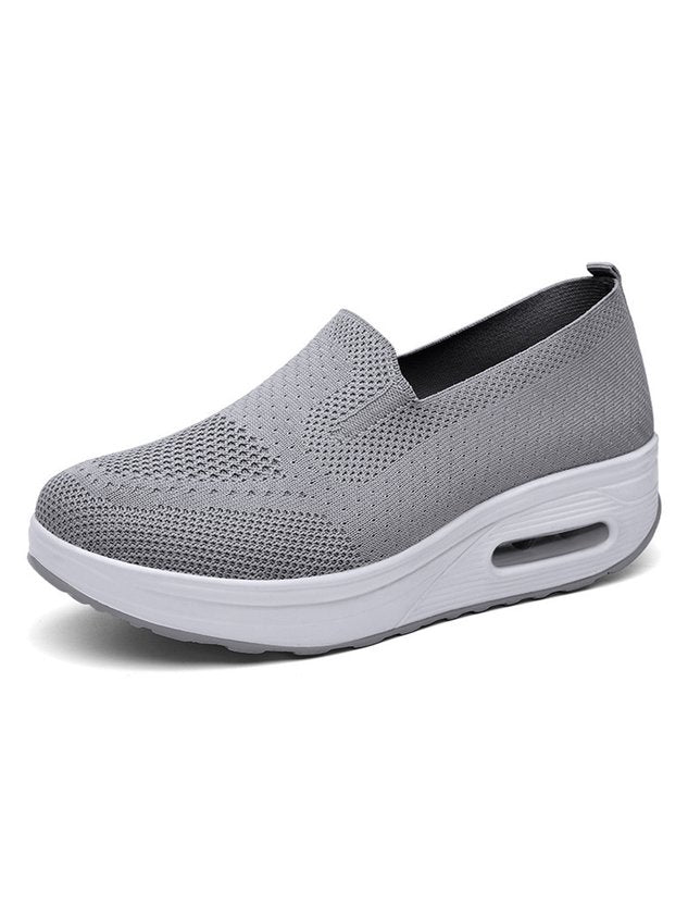Solid Color Shock Absorbing Air Cushion Fly Knit Sneakers