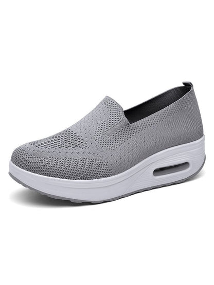 Solid Color Shock Absorbing Air Cushion Fly Knit Sneakers