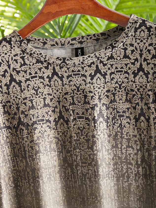 Plus size Printed Long Sleeve Casual T-Shirt