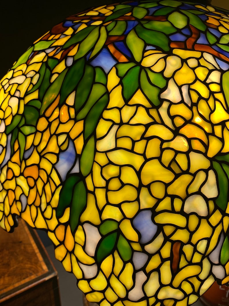Stained Glass Table Lamp, Laburnum  Stained Glass Shade, Lamp, Lampshade, Lamp Desk, Table Lamp, Bedside Lamp, Stained Glass