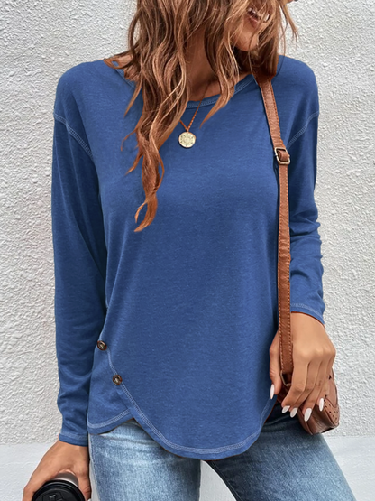 Plain Long Sleeve Casual T-Shirt