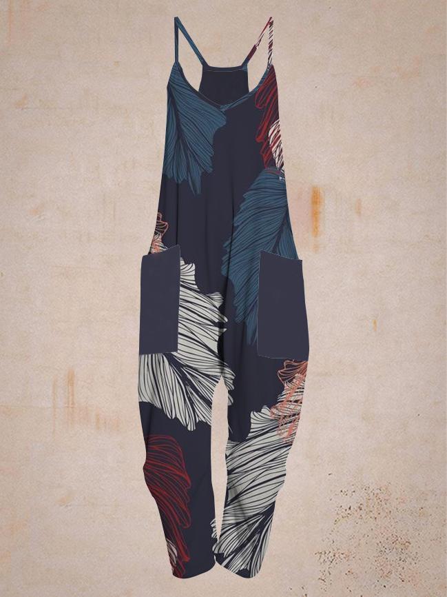 Casual Leaf Print Comfortable Jumpsuit
