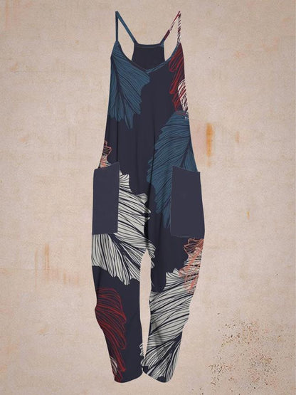 Casual Leaf Print Comfortable Jumpsuit