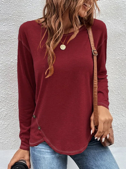 Women Long Sleeve Scoop Neck Casual T-Shirt