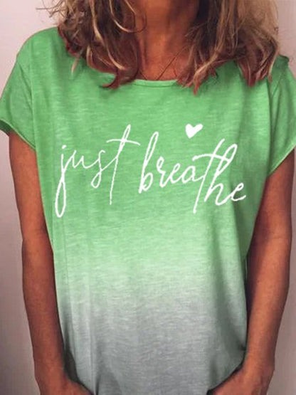 Letter Crew Neck Casual Shirts & Tops