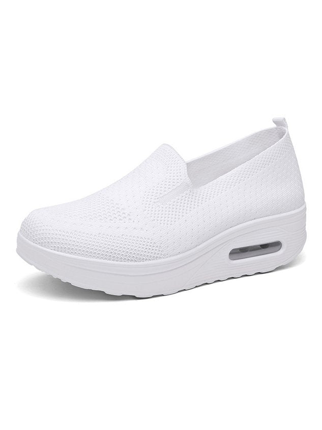 Solid Color Shock Absorbing Air Cushion Fly Knit Sneakers