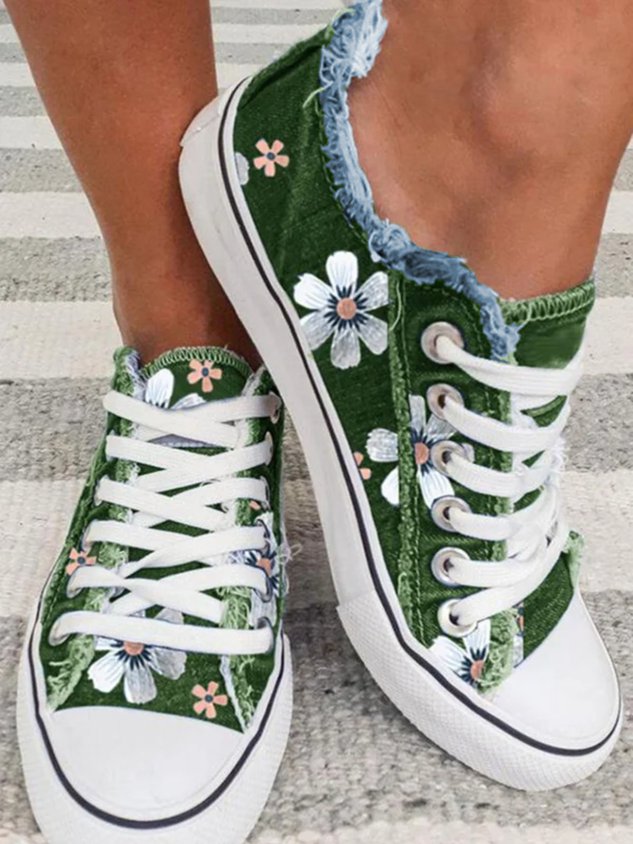 All Season Canvas Sneaker Heel Casual Flats
