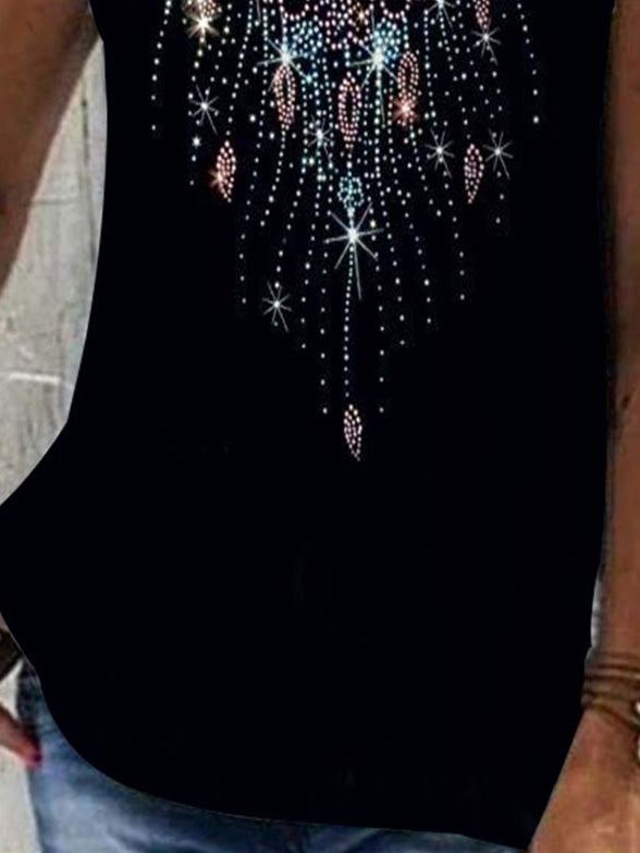 Women Sleeveless V-neck Graphic Printed Top