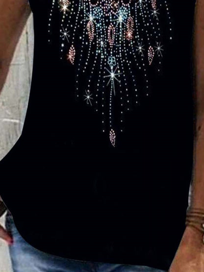 Women Sleeveless V-neck Graphic Printed Top