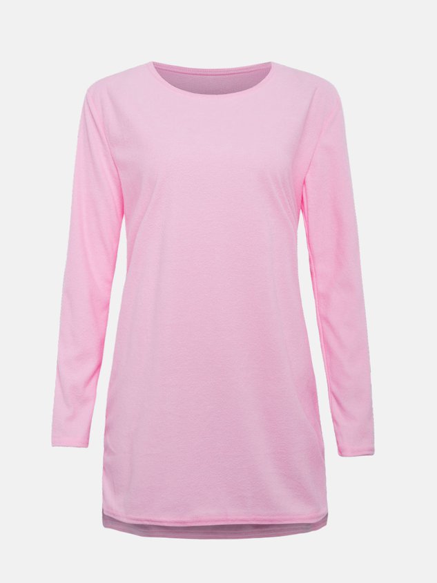 Women Fluffy Zipper Long Sleeve Casual Plus Size Sweater Dress