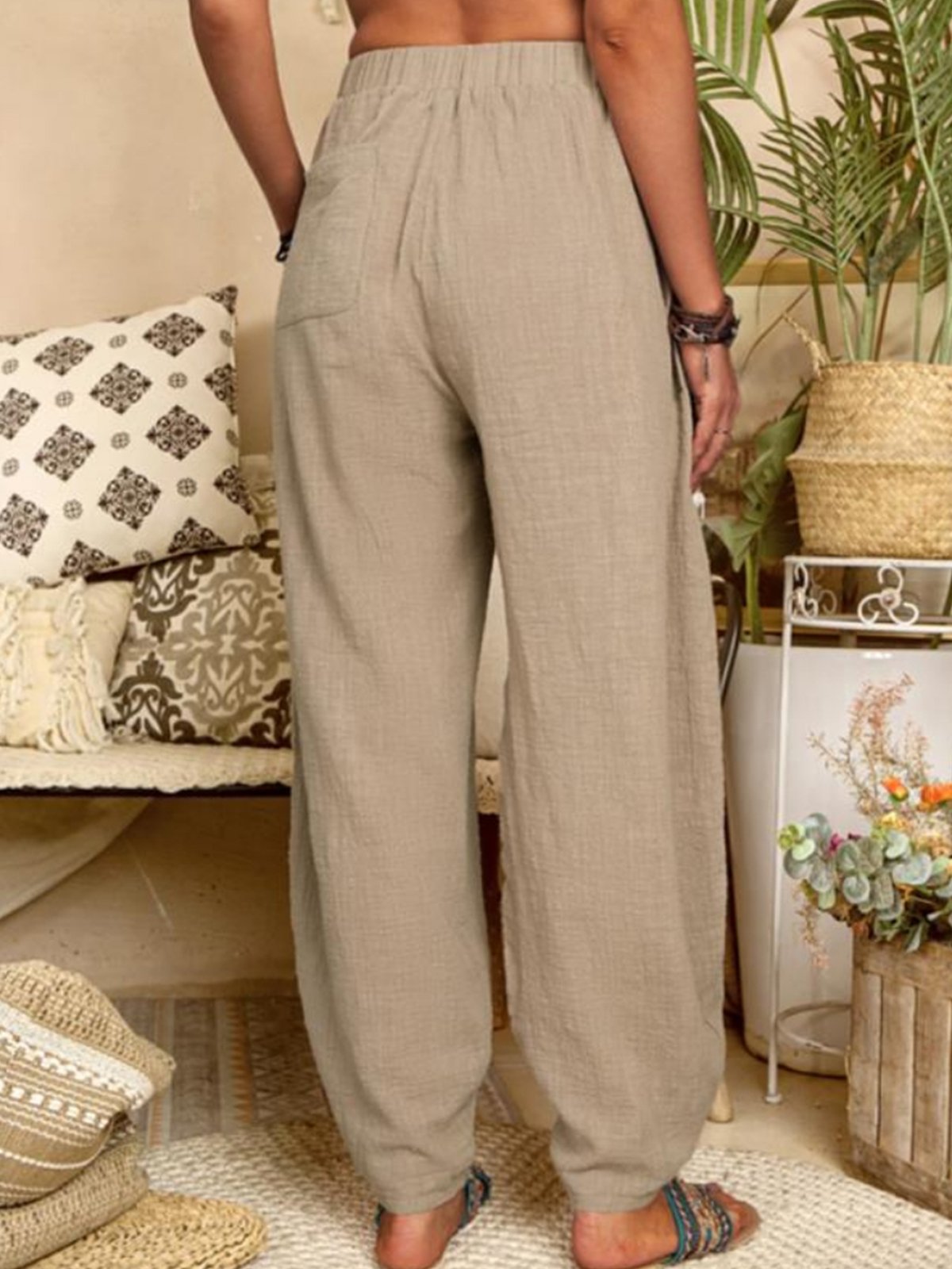 Women's Pure Color Casual Cotton Pants
