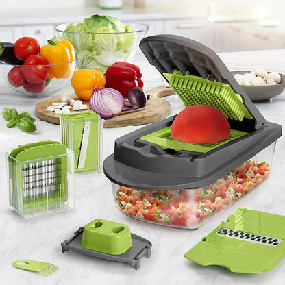 10-in-1, 8 Blade Vegetable Slicer, Onion Mincer Chopper, Vegetable Chopper, Cutter, Dicer, Egg Slicer with Container