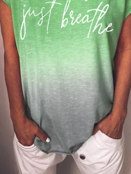 Letter Crew Neck Casual Shirts & Tops