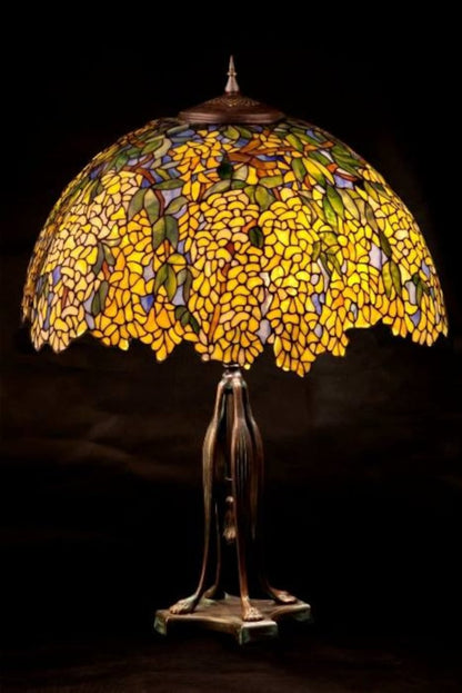 Stained Glass Table Lamp, Laburnum  Stained Glass Shade, Lamp, Lampshade, Lamp Desk, Table Lamp, Bedside Lamp, Stained Glass